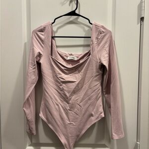 Aritzia Pink Long Sleeve Bodysuit